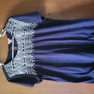 J. Crew Dark Blue Embroidered Blouse M